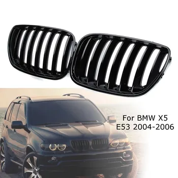 

2Pcs Gloss Black Car Front Kidney Grill Grilles Right & Left for BMW X5 E53 2004 2005 2006 ABS 51137124815 51137124816