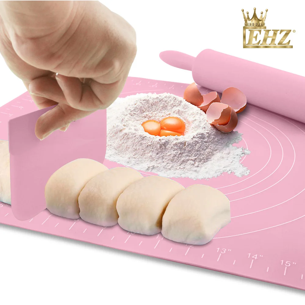 

EHZ Baking Set Rolling Pin Thicken Silicone Kneading Pad Non-stick With Scale Scraper Pastries Bakeware sheet Kitchen Tools 5PCS