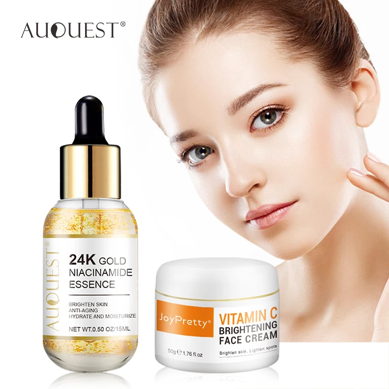 Vitamin C Cream and 24k Gold Serum Sets Whitening Remove Dark Spots Moisturizing Anti Aging Skin Care Set