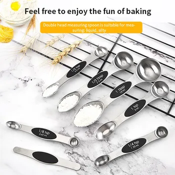 

Measuring Spoons Magnetic Measuring Spoons Set of 5 with Double Ends Stainless Steel Teaspoon Tablespoon Measuring Spoon