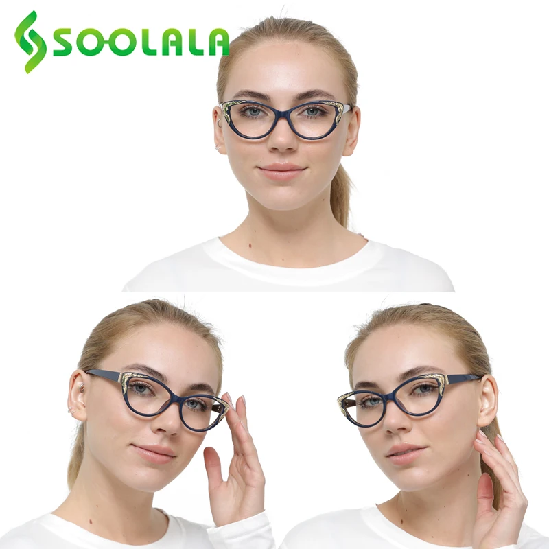 Женские очки для чтения SOOLALA в стиле барокко с защитой от синего света 0 5 1 25 4