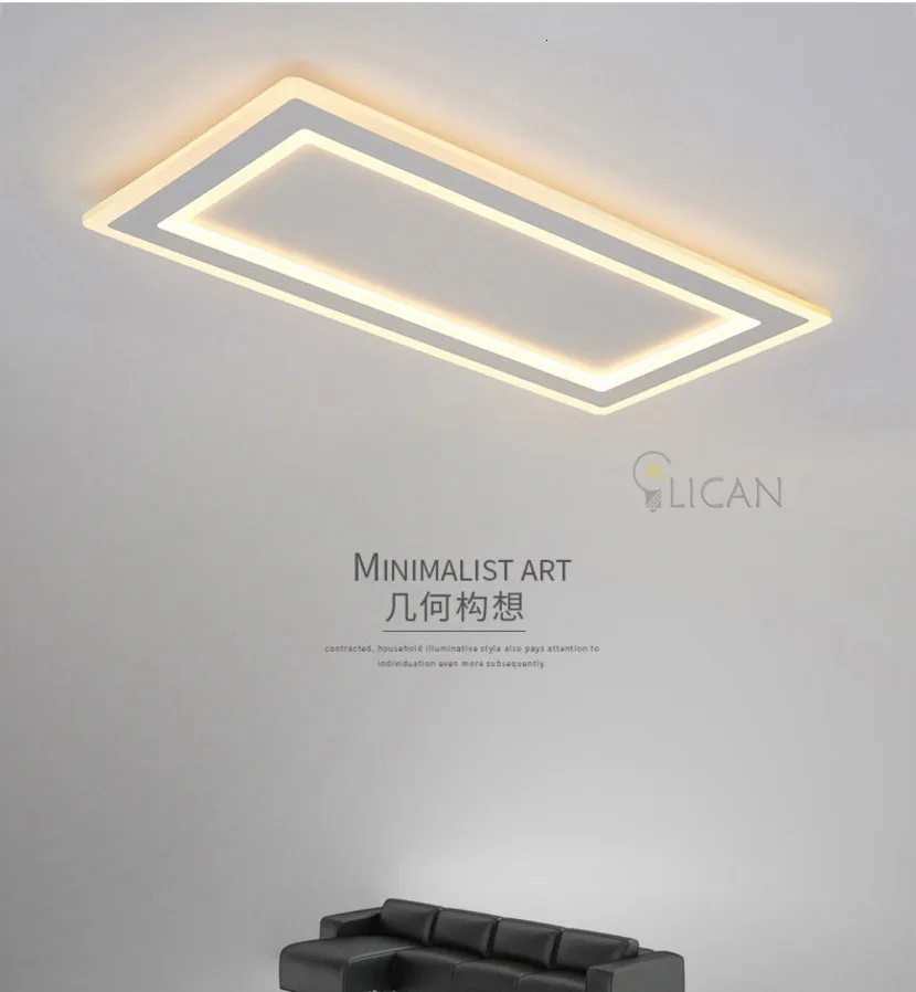 Прямоугольная современная светодиодная потолочная люстра для гостиной, столовой, спальни, ультратонкая Потолочная люстра