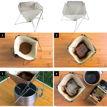 

Coffee Dripper Outdoor Camping Folding Coffee Drip Portable Rack Foldable Coffee Maker Stainless Steel Coffee Filter