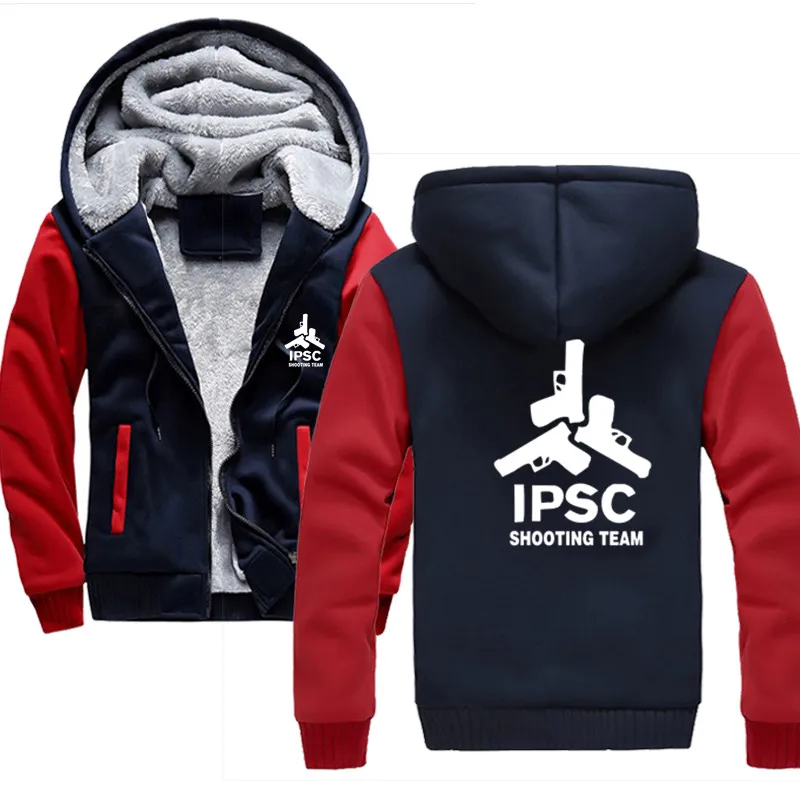 IPSC осенне-зимние куртки Толстовка Мужская модная уличная одежда флисовая толстовка мужская спортивная одежда модный пиджак - Цвет: Red blue