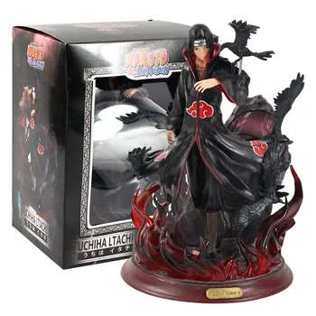 

Naruto Shippuden Figures Itachi Uchiha with Crows Akatsuki Suit Anime Collectible Model Toy #835