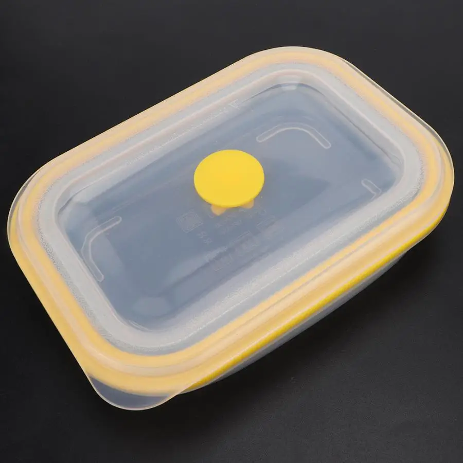 Proof Bento Box Lunch BoxBento BoxLunch Boxes Containers 600ml Rectangular Portable Food Grade Silicone Folding Lunch