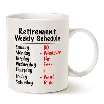 

Funny Retirement Gag Christmas Gifts for Family Mom Dad Grandpa Grandma, Retired Schedule Calendar Office Coffee MugsCups, 11 Oz