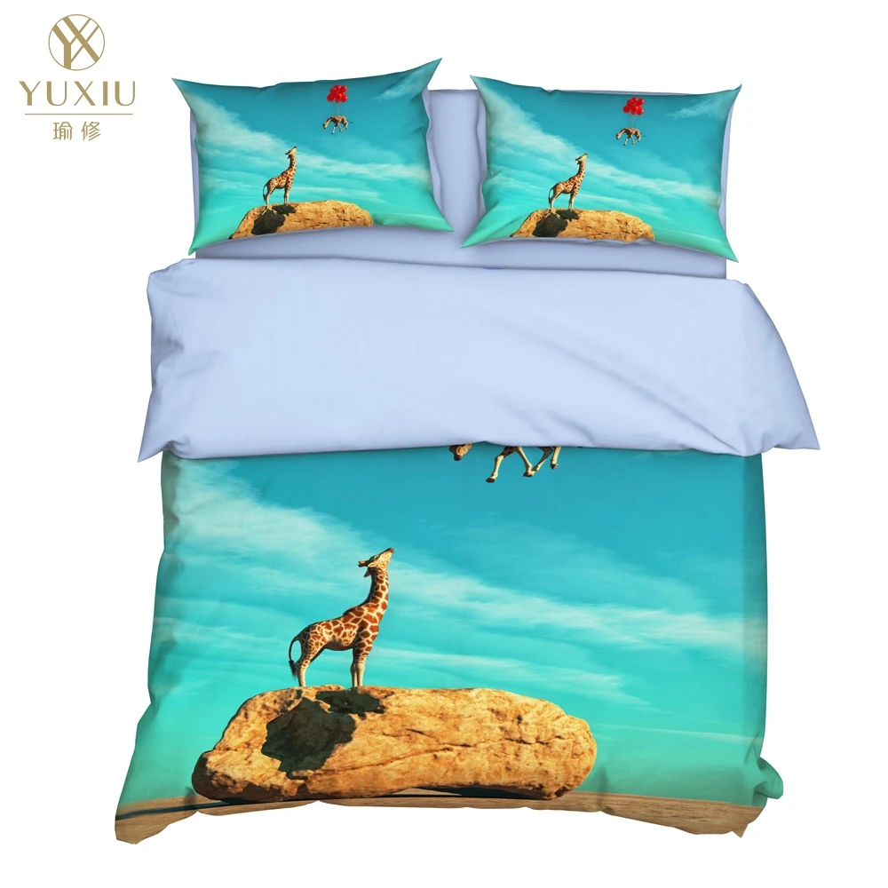 

YuXiu 3D Printing Animal Giraffe Balloon Duvet Covers Black Bedding Set Bed Linen Cover Pillowcases King Queen Full Twin Double
