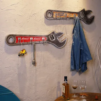 

Retro Hook Spanner Model Clothing Hanger Household Wall Decoration Density Board Coat Wooden Crafts Ornament Home Bar Decor