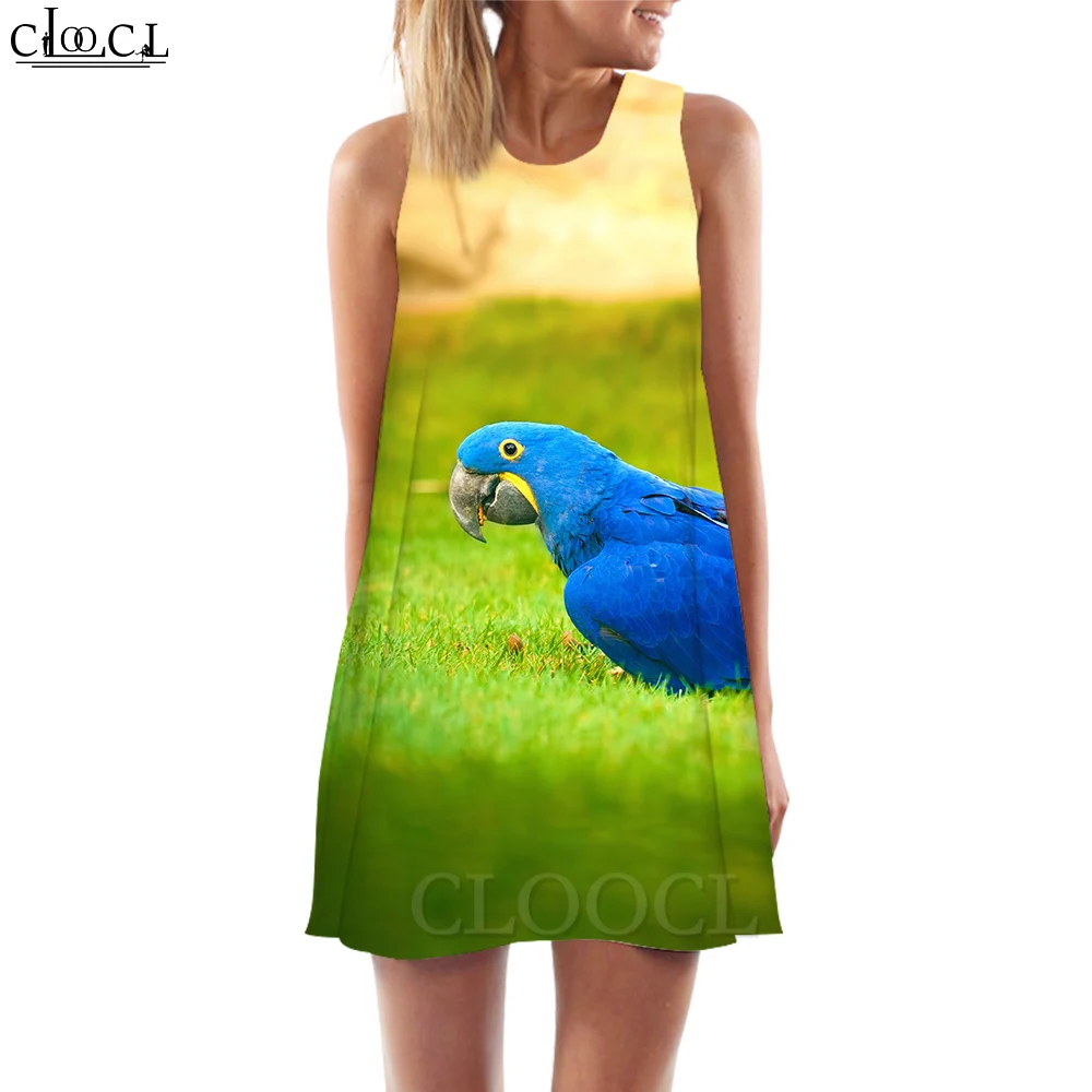 CLOOCL Women Tank Top Dress Beautiful Macaw 3D Printed Parrot Printed Dress Short Vest Daughter Clothing Sleeveless Street Dress party dresses Dresses