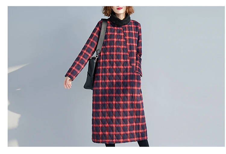 Photo Shoot 8128# Winter New Products Padded Thick Warm High Collar Pattern Large Size Literature And Art Cotton Coat Cotto