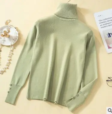1 Fashionable Women Knitted Sweater Ladies solid autumn winter Long Sleeve Turtle Neck Sweater Pullover - Цвет: 1