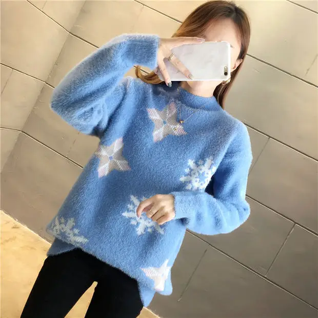 Пуловер, джемпер, Blusas De Inverno Feminina, новинка 9427, имитация норки, зимний свитер, 42-5 ряд, 2 полки на второй этаж