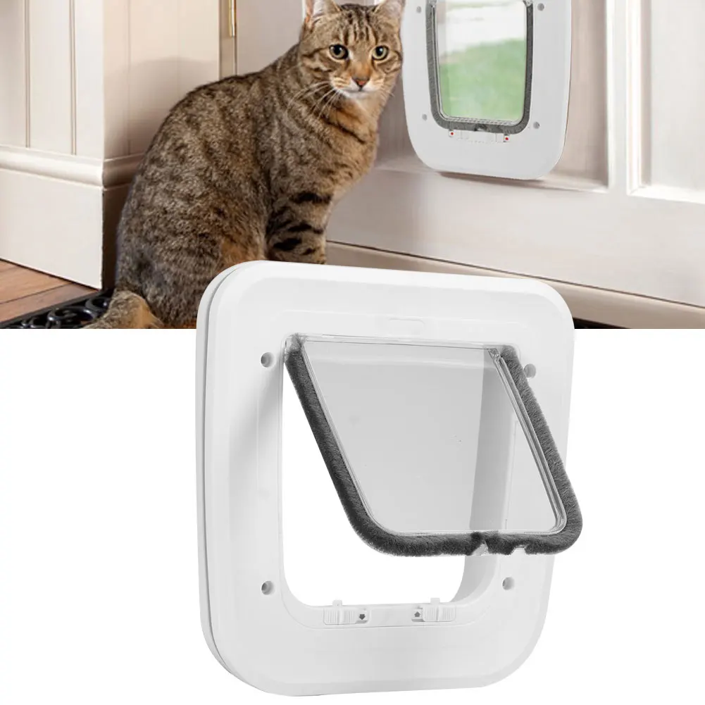 Flap Door with 4 Way Security Lock Dog Cat for Cats Kitten ABS Plastic Small Pet Gate Kit Dogs Doors | Дом и сад