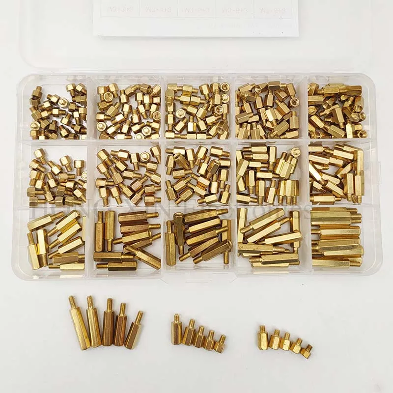 

300pcs/set M3 Male Female Hex Brass Standoff Spacer Assortment Kit hexagon gold pcb standoff Pillar motherboard standoff