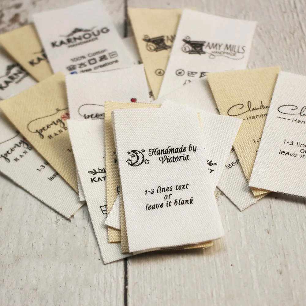 Sewing Labels Fabric Tags Clothing Labels Garment Labels Packaging Labels 20*50 mm Cotton With or Text Sewing Accessori Label Tags For Knitted Things Custom Personalizada Handmade Gift