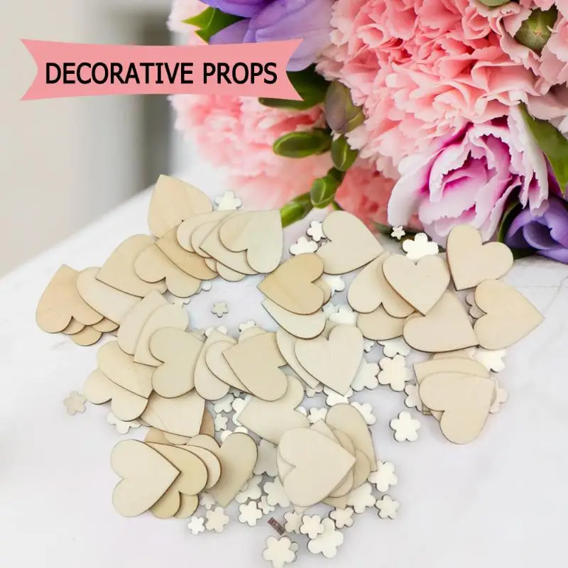 50 шт./пакет 4 см фанера Love Heart Shaped фестивальный орнамент с возможностью