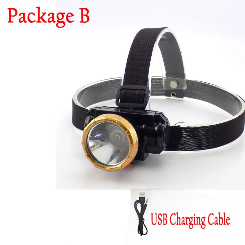 Headlamp with Cable Перезаряжаемый головной светильник, мощный налобный фонарь, фронтальный светодиодный светильник-вспышка, Головной фонарь, лампа, светильник с зарядкой от usb - Испускаемый цвет: Headlamp with Cable