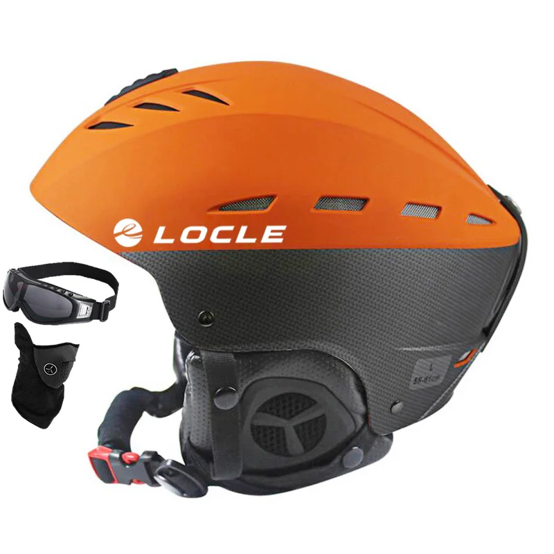 LOCLE Горячая лыжный шлем ABS+ EPS лыжный шлем для взрослых и детей Снежный шлем безопасный скейтборд лыжный шлем для сноуборда - Цвет: Оранжевый