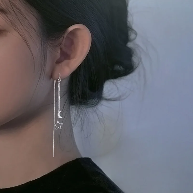 Women Korean Earrings Fashion Chain Tassel Drop Earrings Retro Silver Color Hanging earrings trend Jewelr dangle earrings,drop earrings,crystal tassel earrings,long earrings