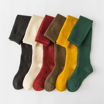 

Japan thickening Cashmere Over knee High cylinder Towel women socks Korean autumn winter Season Solid cotton socks women 2 Pairs