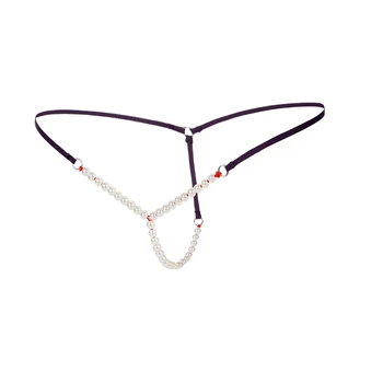

1pcs Women's Pearl G-string Thongs Elastic Briefs Open Crotch Thongs Seamless Massage Underwear Sexy Exotic Panties with Pearl