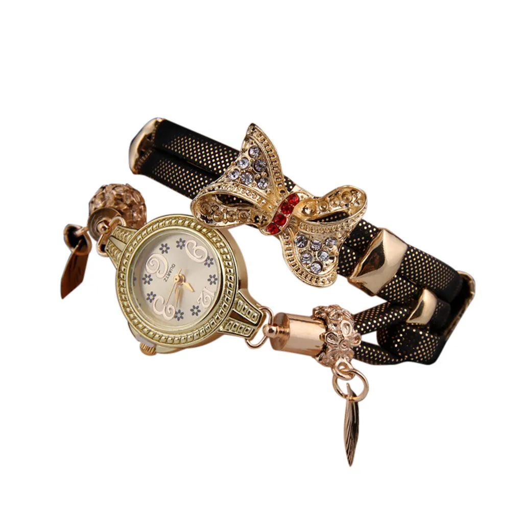 2021 New Watches Butterfly Retro Rhinestone Bracelet Watches Women Lovely Wedding Quartz Watches Часы Женские Наручные