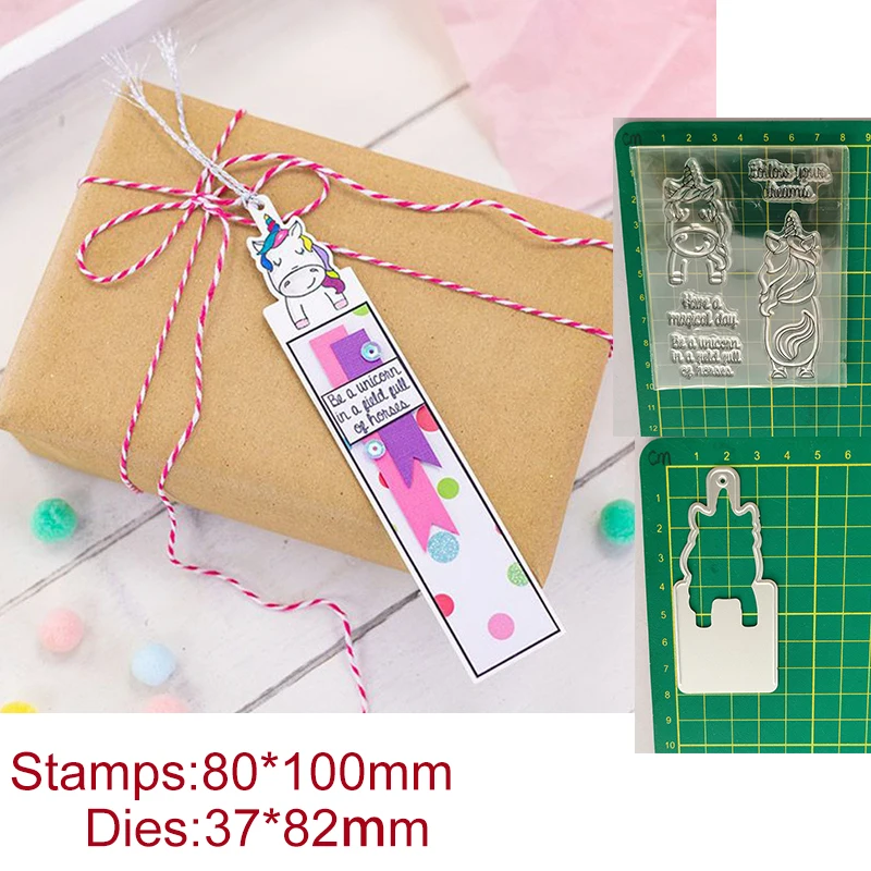 

Бирка с единорогом спереди и сзади, металлические штампы и штампы для резки, сделай сам, скрапбукинг, фотоальбом, декоративные тисненые бумажные открытки