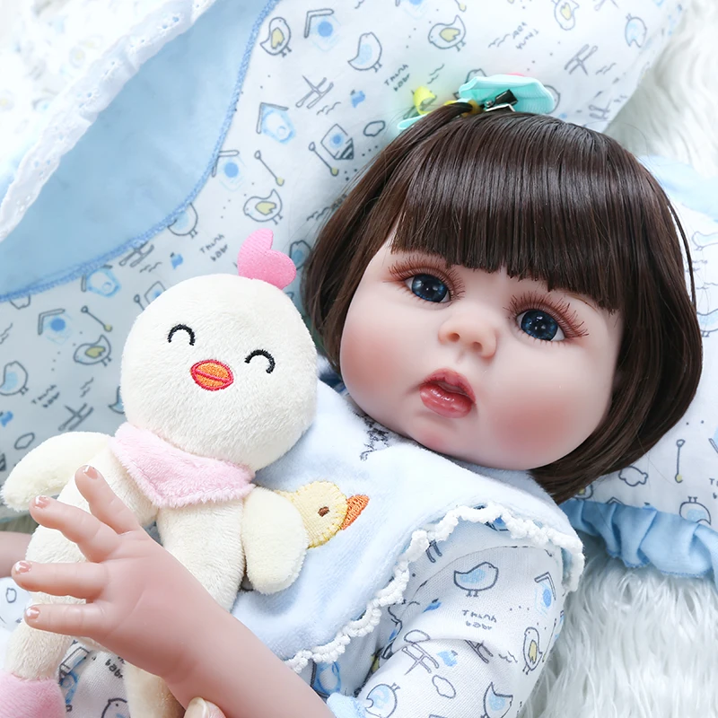 NPK 48 см реалистичный младенец Кукла reborn baby doll полный мягкий, силиконовый, гибкий милый ребенок в переноске мешок спальный мешок