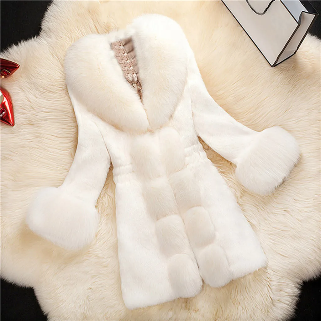 Women Faux Fur Coat Elegant Thick Warm Fashion Outerwear Long Fake Fur Jackets Soft Coats chaquetas mujer шуба дубленка#30