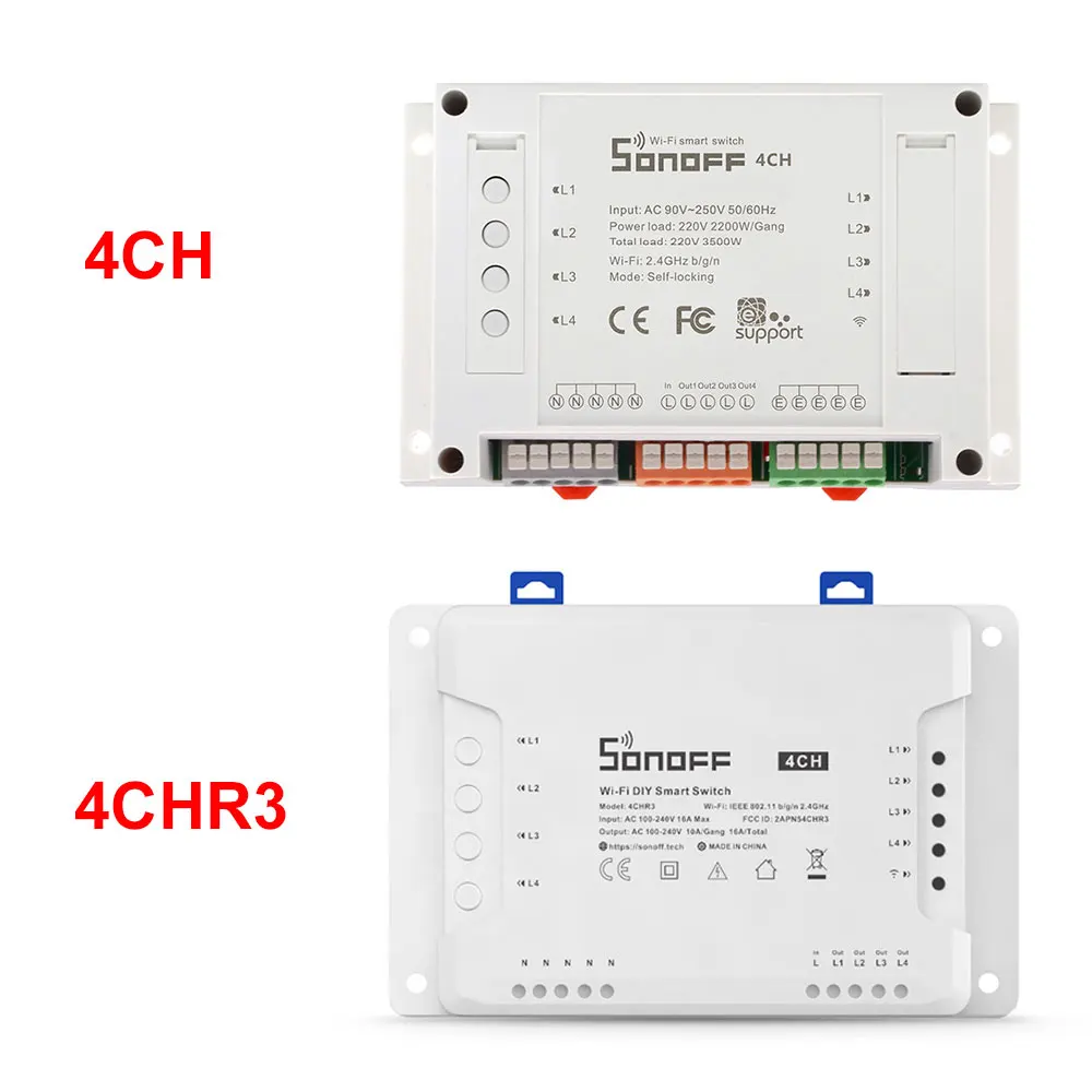 Sonoff 4CHR3 Wifi Smart Switch 1-5PCS Universal Remote Intelligent 4 Channel Smart Home Wi-FI smart switch