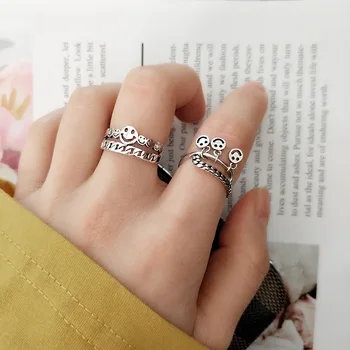 

Prevent allergy Vintage Tassel Smile Antique Finger Ring Women Bridal Rings Punk Jewelry Accessories jz398
