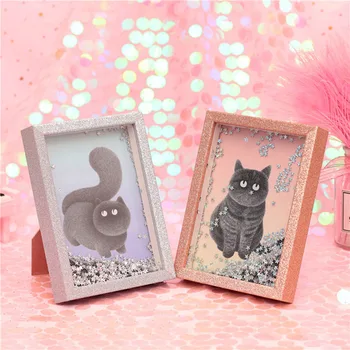 

Creative Cute Cat Photo Frame with Star Confetti Picture Photo Desktop Ornaments Living Home Decor Friend Gift Best Chosen