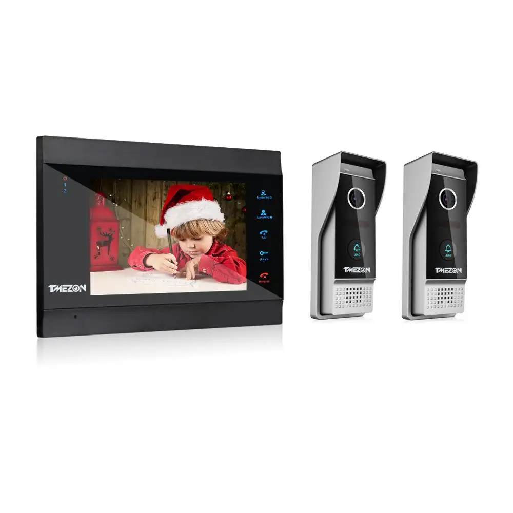  TMEZON 7 Inch Wireless/WIFI Smart IP Video Doorbell Intercom System with 1 Night Vision Monitor + 2 - 32788820833