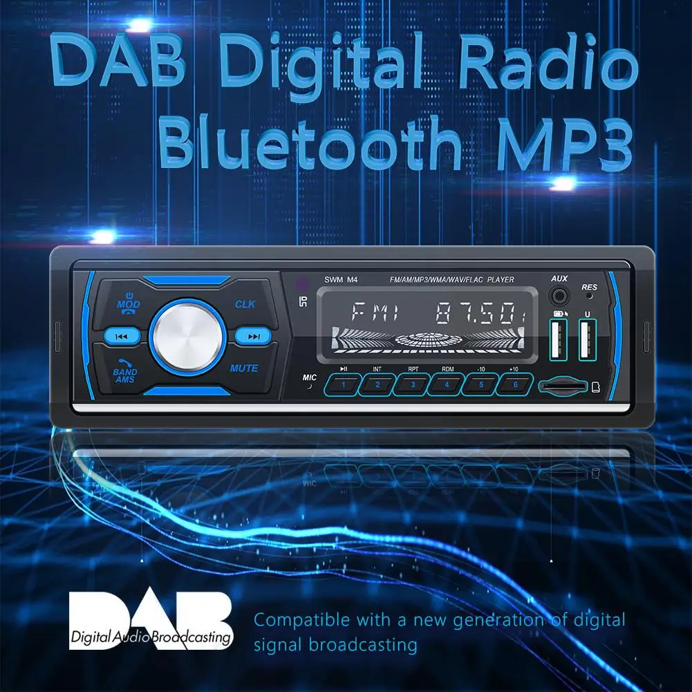 Автомагнитола 12 В стерео MP3-плеер с двумя USB-портами цветным светом FM RDS Aux входом