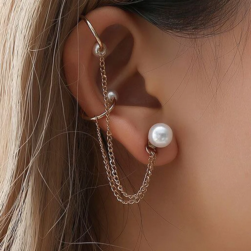 Женские серьги-подвески с жемчужинами Elifashion простые серьги-манжеты золотыми