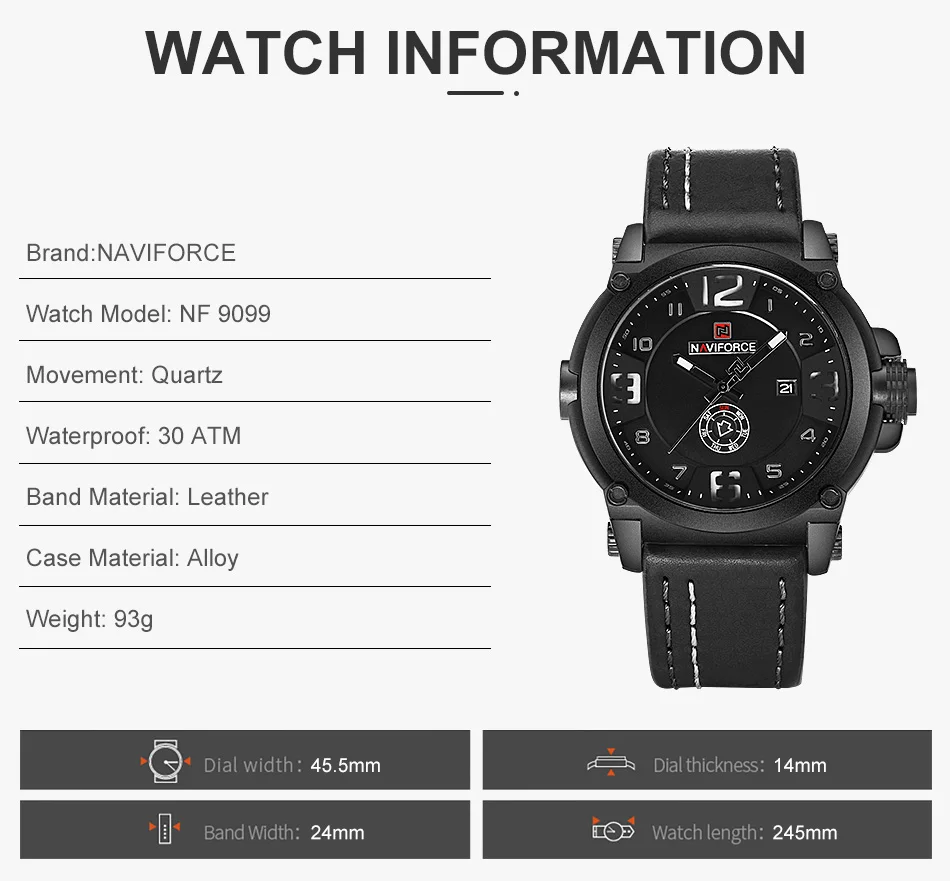 NAVIFORCE Топ люксовый бренд мужские спортивные, военные кварцевые часы Мужские Аналоговые Дата Кожаный ремешок для часов наручные часы Relogio Masculino