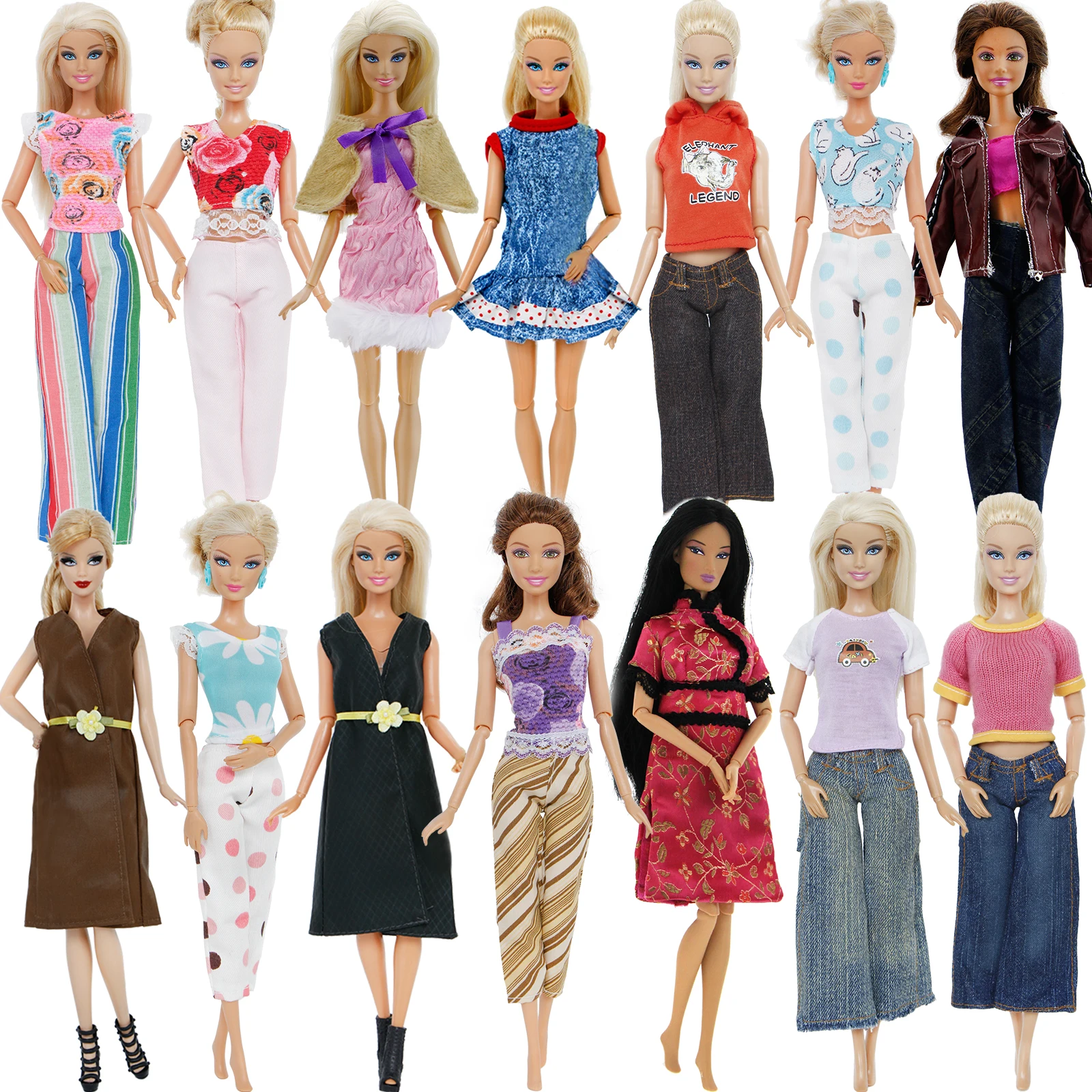 Случайные 50 наряды много брюки блузки Юбка Повседневная Обычная Кукла Одежда для куклы Барби дом аксессуары День рождения игрушка набор