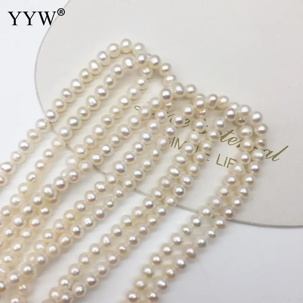 Cultured Round Freshwater Pearl Beads Natural Fashion Jewelry For Diy Or Handmade White 4.5-5mm Sold Per 14.57 Inch Strand
