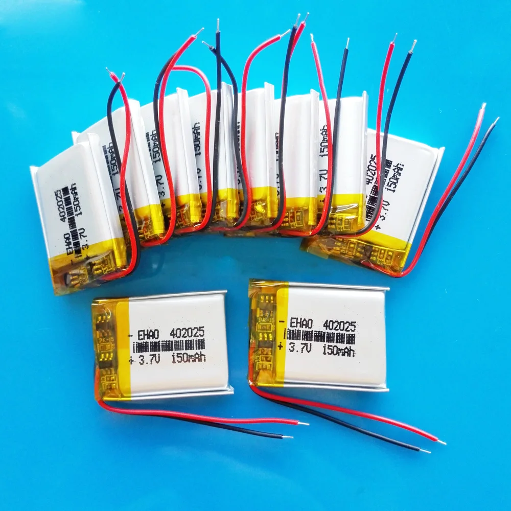 

10x 3.7V 150mAh Polymer Lithium Lipo Rechargeable Battery 402025 For Bluetooth Ployer P319 aigo E5808 MP3 MW1 Wireless Headphone