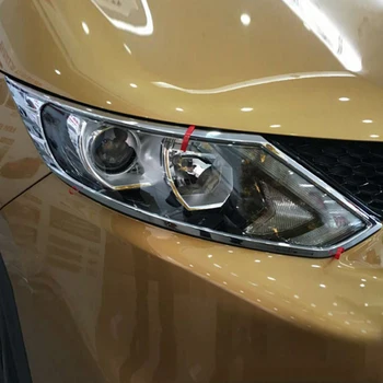 

Modification 2pcs ABS front chrome headlight decoration frame ornaments car style accessories for Nissan Qashqai 2016-2018
