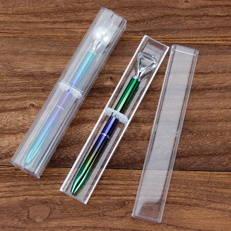 estojos de presente caixa de plástico transparente para lápis canetas fashion de escritório de elegante simples com peças