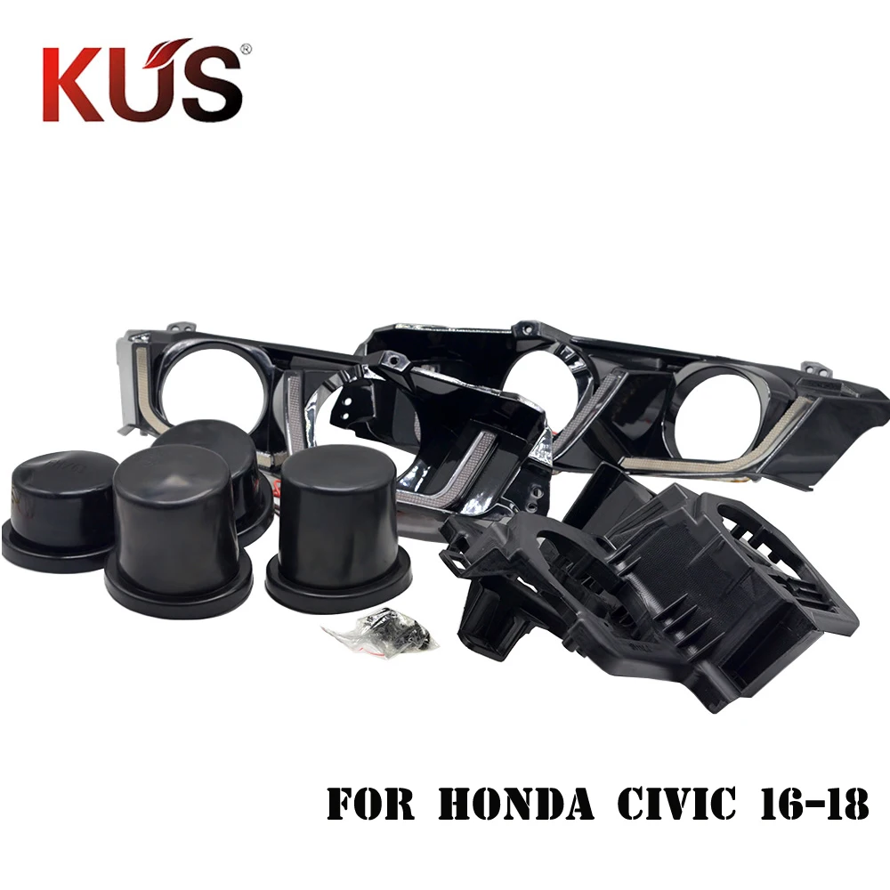 

car headligh headlamp high liner lamp upgrade DRL angel eyes for Honda Civic 16-18 HID Projector Lens q5 hella5 Car assembly