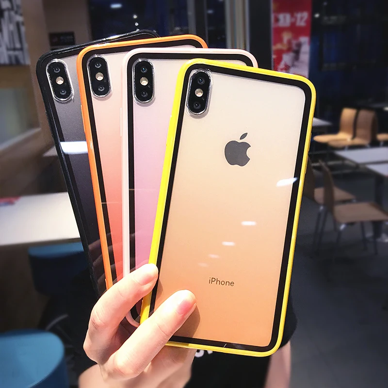 

LOVECOM Gradient Rainbow Candy Color Phone Case For iPhone XR X XS Max For iPhone 7 8 6S All-inclusive Soft Acrylic Phone Cover