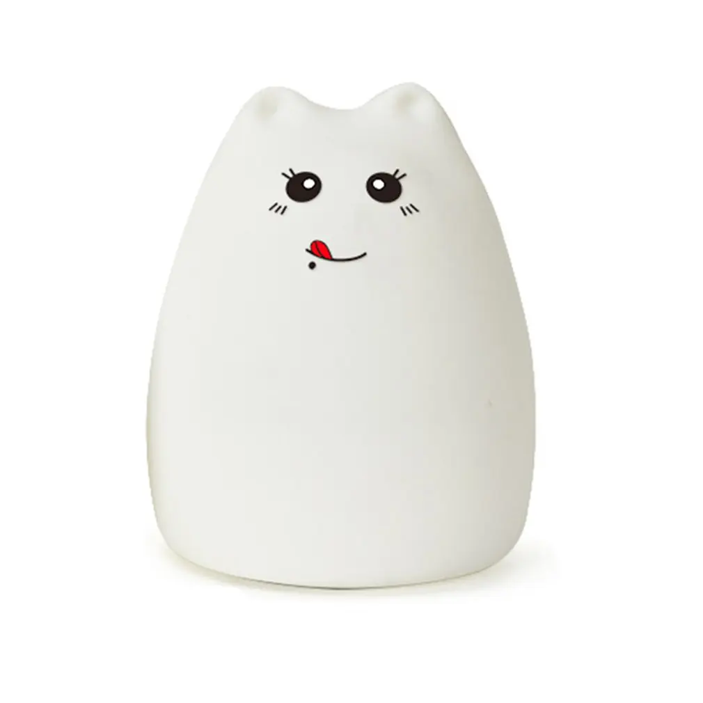 Grinning cat Светодиодный ночник с зарядкой от USB, цветной, в виде животного, кота, стильный, силиконовый, мягкий, дышащий, мультяшный, Детский Светильник - Цвет: Grinning cat