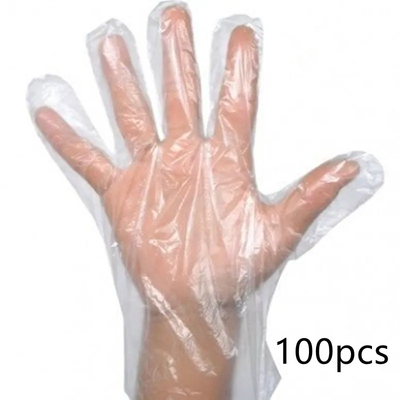 100Pcs/Lot Disposable Gloves Transparent Plastic Waterproof Restaurant Food Kitchen Bathroom Cleaning Accessories | Дом и сад