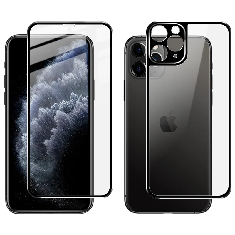 

Tempered Glass for iPhone 11 Pro Max IMAK Metal frame Screen Protector+Back Film Protective Glass for Apple iPhone 11 Pro
