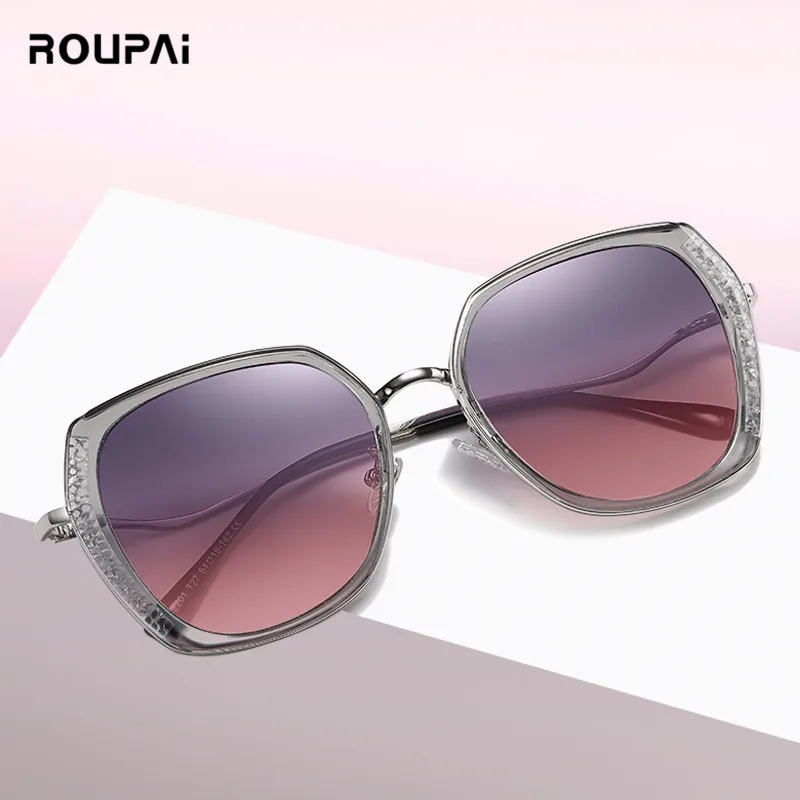 Поляризационные солнечные очки roupai для женщин модные uv400 Высокое качество вождения солнцезащитные очки Брендовые дизайнерские Оттенки для женщин коричневый фиолетовый
