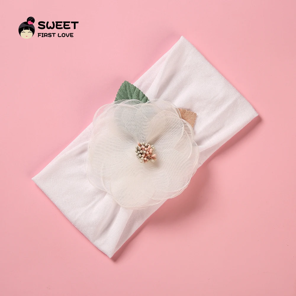 4pcs Chiffon Flower Headwraps Girls Nylon Headbands kids Hair Accessories Soft Elastic Newborn Hair Bands Turban Christmas Gifts