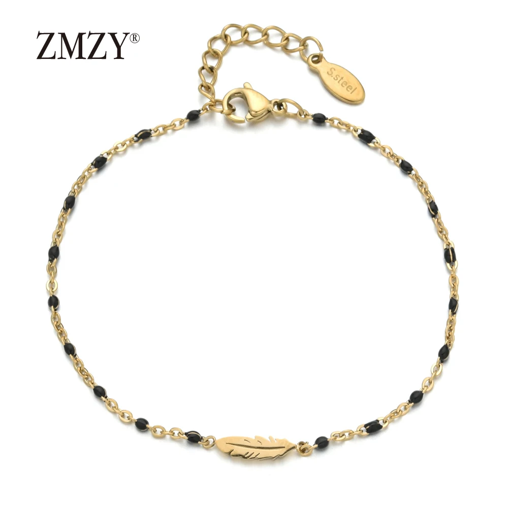 ZMZY минимализм Bijoux Тонкий готический винтажный браслет с перьями для женщин очаровательный из нержавеющей стали цепочка ювелирные изделия подарок для девочек mujer pulseras